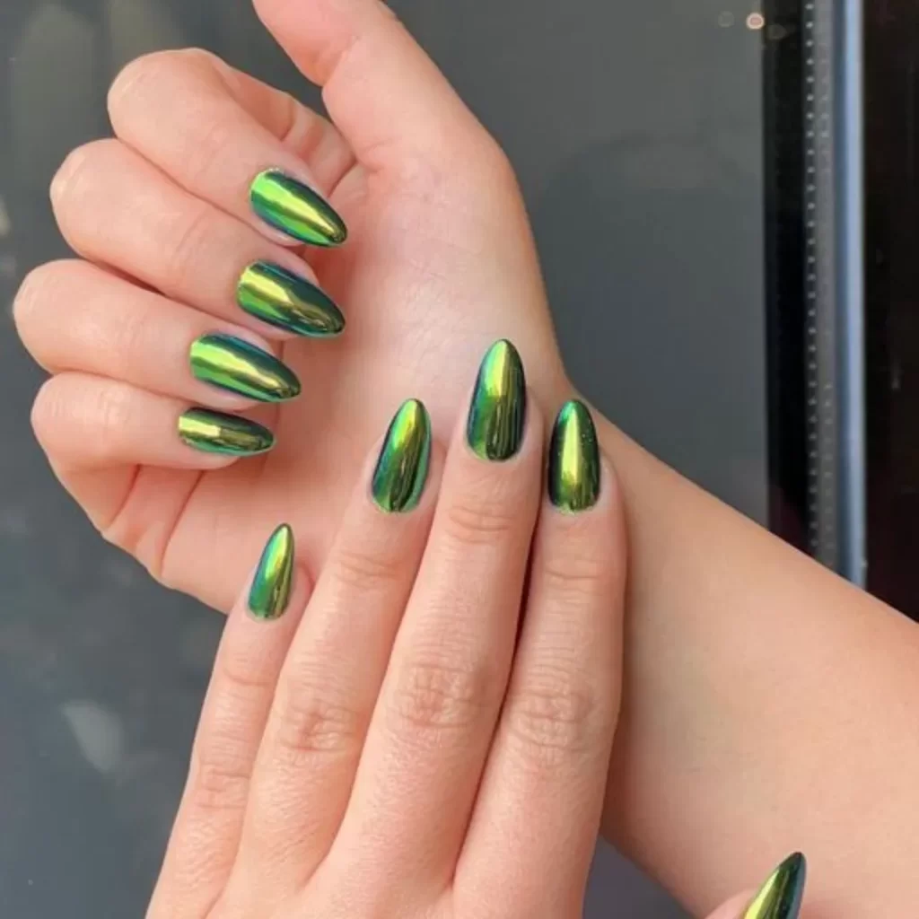 green-chrome-nails