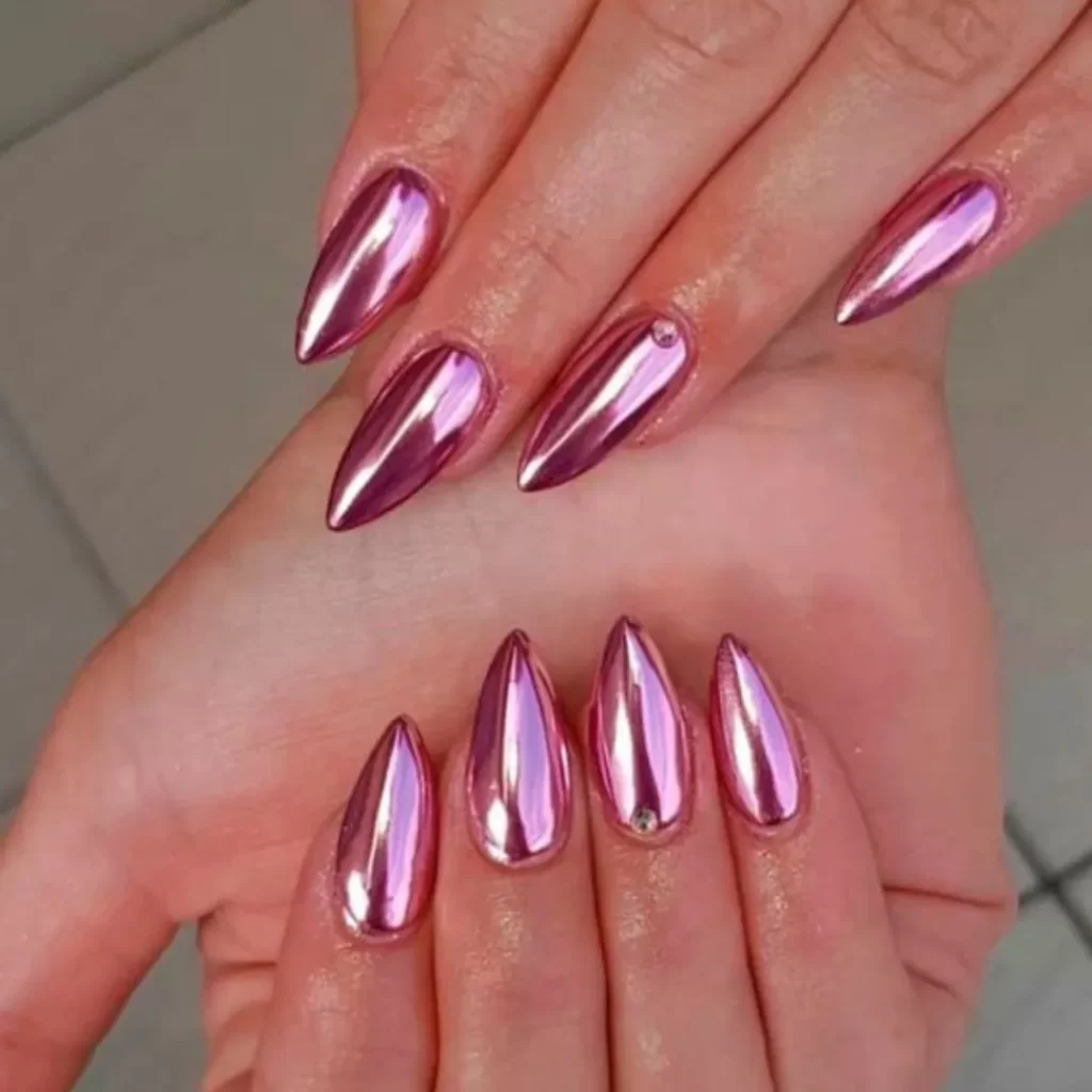 hot-pink-chrome-nails